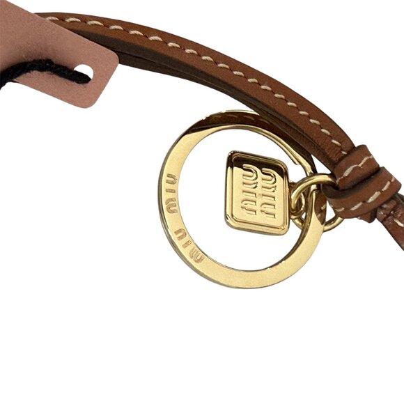 Miu Miu Bag Charm 5TL534 Knot Detail Leather Keychain Trick, orange, green white - Picture 11 of 11